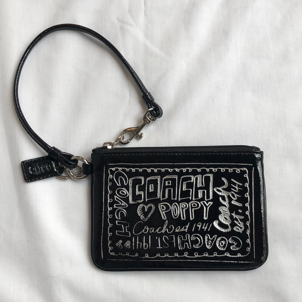 NWOT Coach Black Patent Leather Wristlet